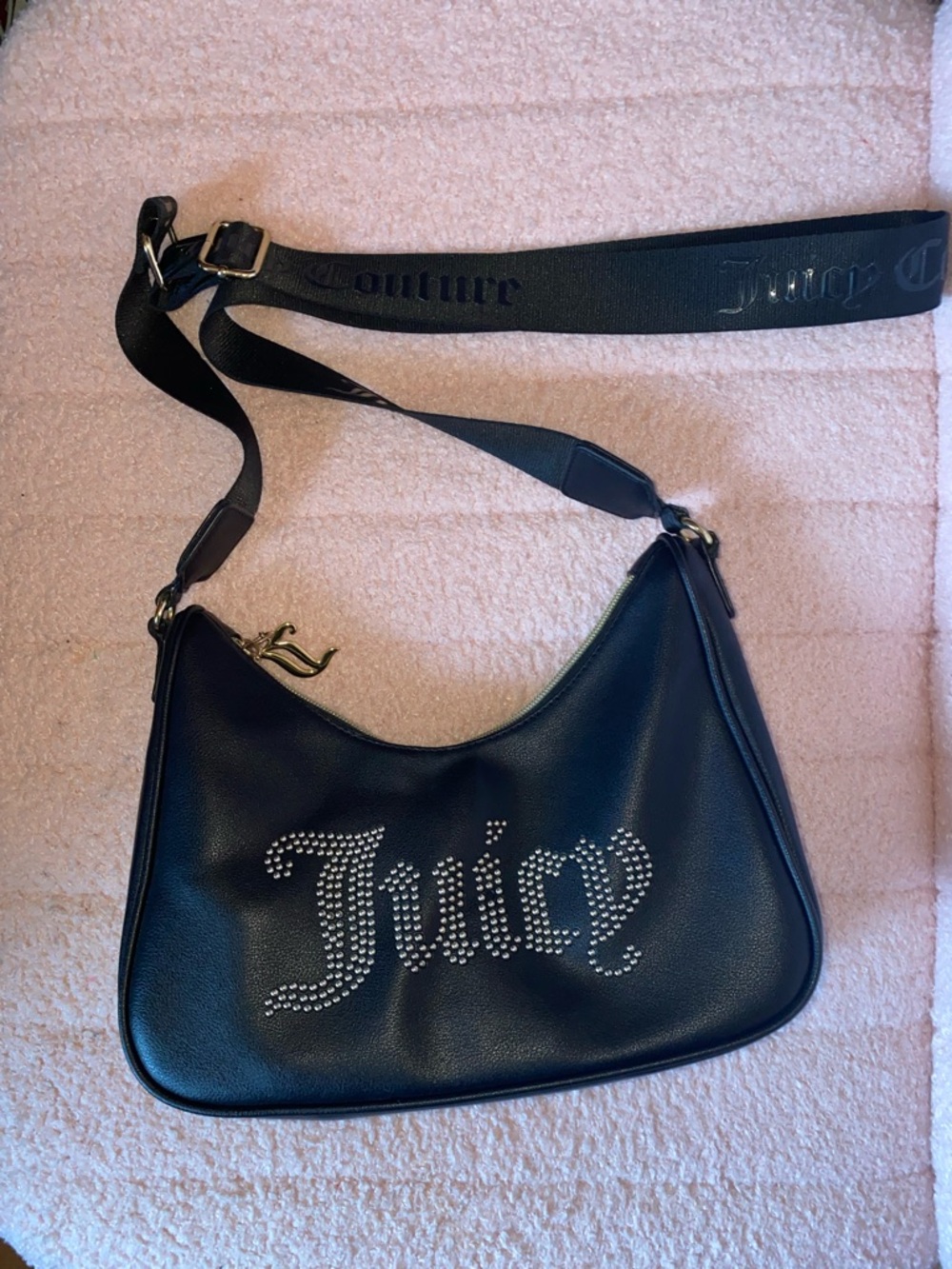 Juicy Couture Black Shoulder Bag with Studded Logo